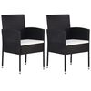 vidaXL havestole 2 stk. cremehvide hynder polyrattan sort