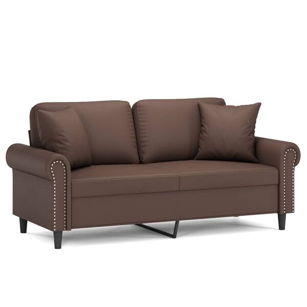 vidaXL 2-personers sofa med puder og hynder 140 cm kunstl&aelig;der brun