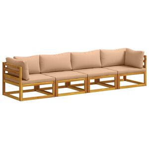 vidaXL Sofa S&aelig;t 4 stk. Naturfarvet Massivt Akacietr&aelig;