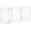 vidaXL hundel&aring;ge med d&oslash;r 9 paneler 450 cm foldbar poppeltr&aelig; hvid
