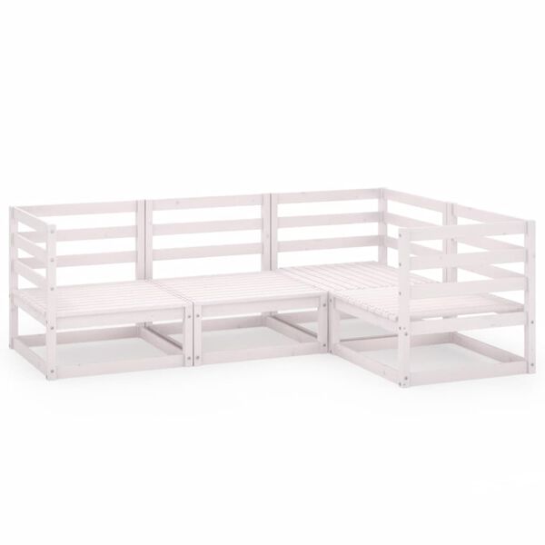 vidaXL lounges&aelig;t til haven 4 dele massivt fyrretr&aelig; hvid