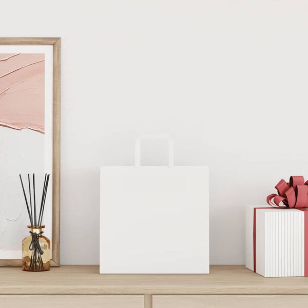 vidaXL papirposer 50 stk. med h&aring;ndtag 26x17x25 cm hvid