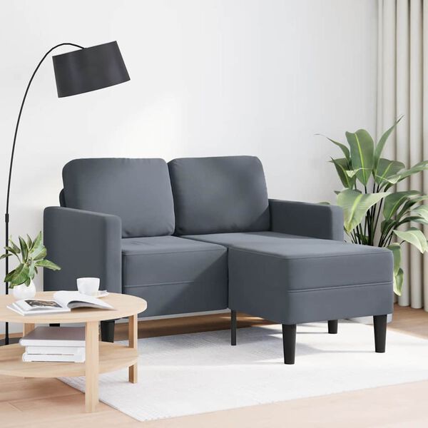 vidaXL 2-personers sofa med chaiselong L-formet 125 cm fl&oslash;jl m&oslash;rkegr&aring;