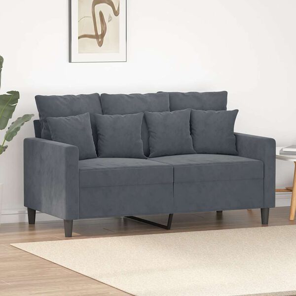 vidaXL 2-personers sofa 120 cm velour m&oslash;rkegr&aring;