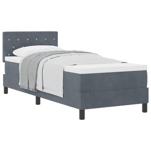 vidaXL Box spring seng med madras M&oslash;rkegr&aring; 80 x 200 cm Fl&oslash;jl