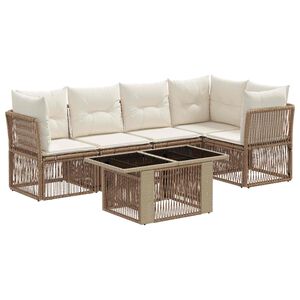 vidaXL Havesofa S&aelig;t 6 stk. Beige polyrattan