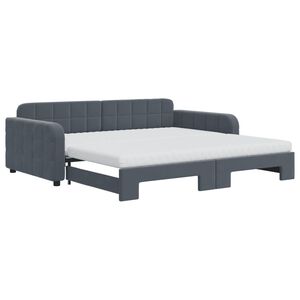 vidaXL daybed med udtr&aelig;k og madras 100x200 cm velour m&oslash;rkegr&aring;