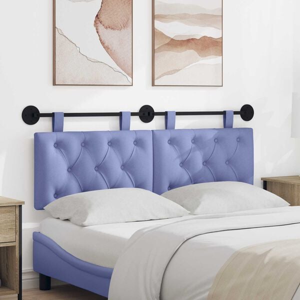 vidaXL H&aelig;ngende Hovedgavl V&aelig;gmonteret Jeans bl&aring; 130 x 55 x 7 cm Stof