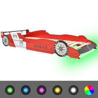 vidaXL LED racerbilseng til børn 90 x 200 cm rød