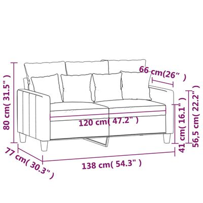 vidaXL 2-personers sofa 120 cm stof lysegrå