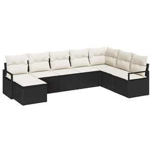 vidaXL Sofa S&aelig;t med pude 8 pcs Sort polyrattan