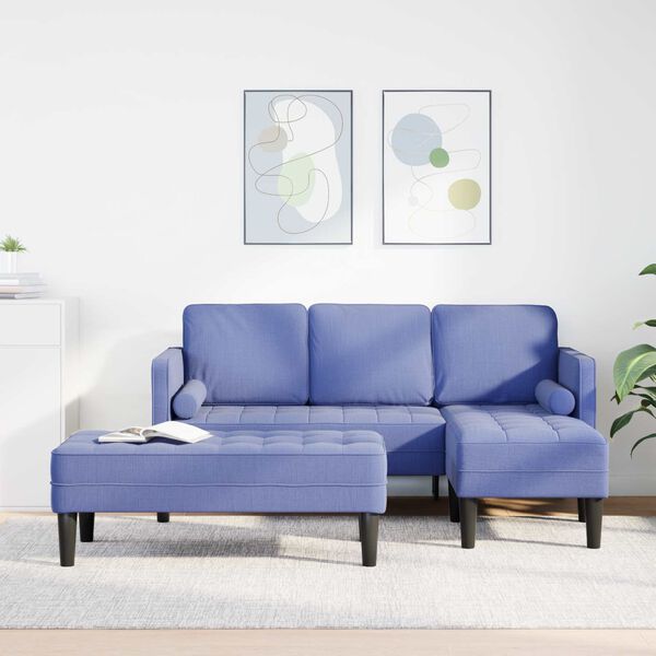 vidaXL Sofa S&aelig;t med pude 2 pcs Jeans bl&aring; Polyester