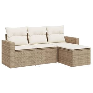 vidaXL sofas&aelig;t til haven 4 dele med hynder polyrattan beige