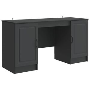 vidaXL Bord med hylde med d&oslash;r Sort 142,5 x 50 x 75 cm Konstrueret tr&aelig;