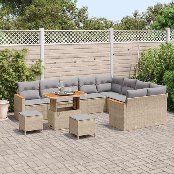 vidaXL Havesofa S&aelig;t 12 pcs Beige polyrattan