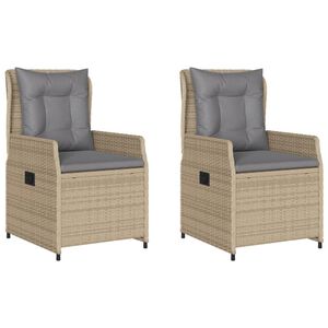 vidaXL havestole 2 stk. med l&aelig;nefunktion polyrattan beige