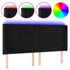 vidaXL sengegavl med LED-lys 183x16x118/128 cm fl&oslash;jl sort