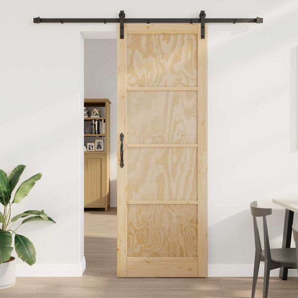 vidaXL Skydedør Brun 83 x 232 cm Massiv fyrretræ