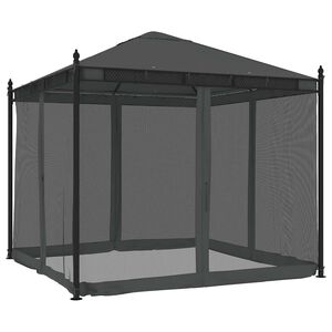 vidaXL pavillon 2,93x2,93 m mesh-v&aelig;gge st&aring;l antracitgr&aring;