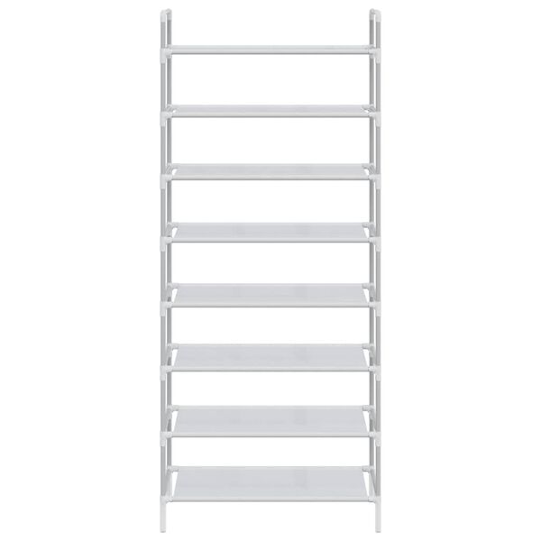 vidaXL skostativ med 8 hylder metal og ikke-v&aelig;vet stof s&oslash;lvfarvet