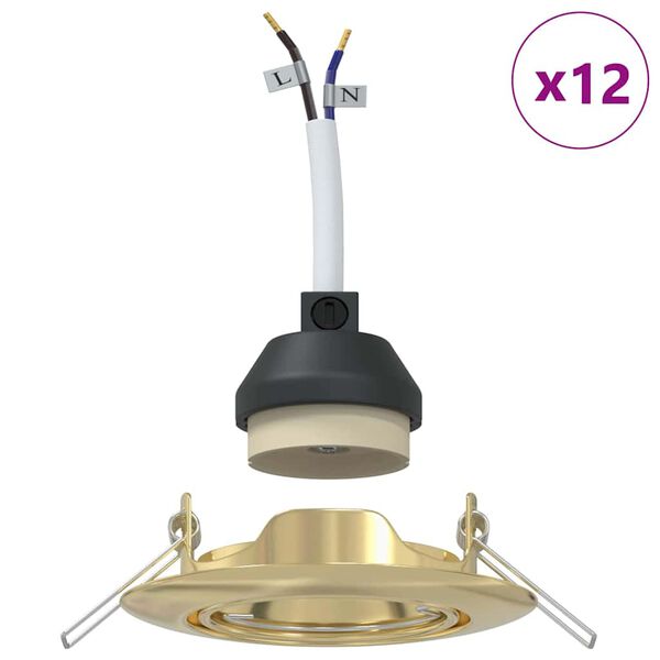 vidaXL Spotlight 12 pcs Guld 9 x 9 x 2.5 cm Metal