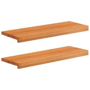 vidaXL Trappetrin 2 stk. 80 x 25 x 2 cm Lys Brun Solid b&oslash;g