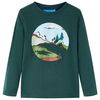 vidaXL Lang&aelig;rmet T-shirt til b&oslash;rn str. 104 m&oslash;rkegr&oslash;n