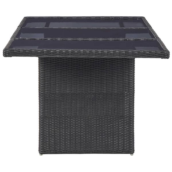vidaXL havebord 200x100x74 cm glas og polyrattan sort