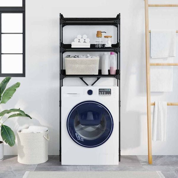 vidaXL Vaskemaskinehylde Sort 0ak 67 x 25 x 163 cm Konstrueret tr&aelig;