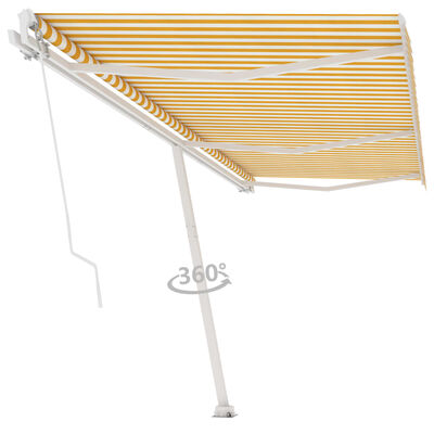 vidaXL fritstående markise 600x350 cm manuel betjening gul og hvid