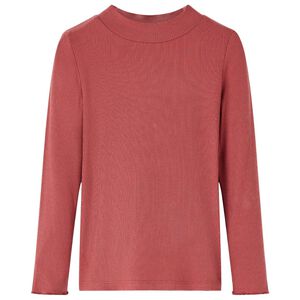 Langærmet T-shirt til børn str. 92 mock-rullekrave rød