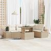 vidaXL Havesofa Sæt med pude 6 pcs Beige polyrattan