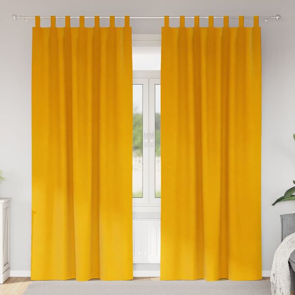 vidaXL M&oslash;rkl&aelig;gningsgardiner 2 pcs Sennepsgul 140 x 260 cm Fl&oslash;jl