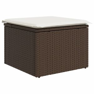vidaXL haveskammel med hynde 55x55x37 cm polyrattan brun