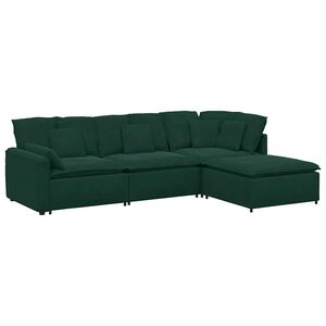 vidaXL modulsofa med fodskammel og hynder fl&oslash;jl m&oslash;rkegr&oslash;n