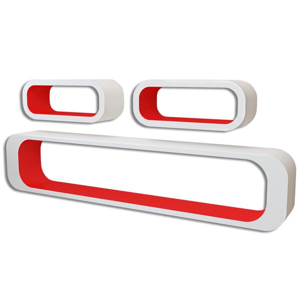 vidaXL v&aelig;ghylder 3 stk. MDF hvid og r&oslash;d