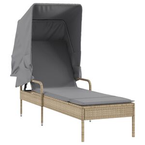 vidaXL loungesofa med baldakin polyrattan beige