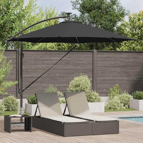 vidaXL Kantilever bananparasol Sort 294 x 294 x 248 cm