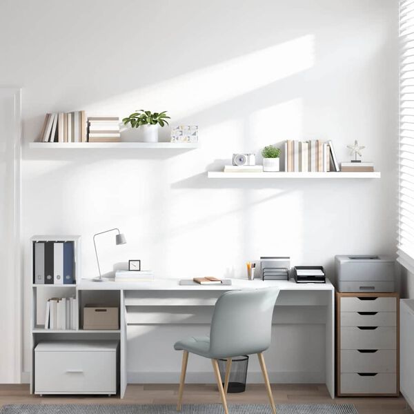 vidaXL v&aelig;ghylder 2 stk. 120x23,5x3,8 cm MDF hvid h&oslash;jglans