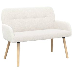 vidaXL 2-personers sofa med ben i massivt tr&aelig; Cremefarvet Boucl&eacute;