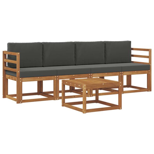 vidaXL Udend&oslash;rs sofagruppe med pude 5 pcs Naturlig og Antracit