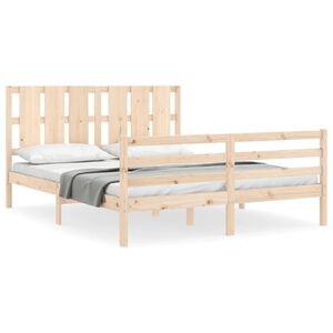 vidaXL sengeramme med sengegavl 160x200 cm massivt tr&aelig;