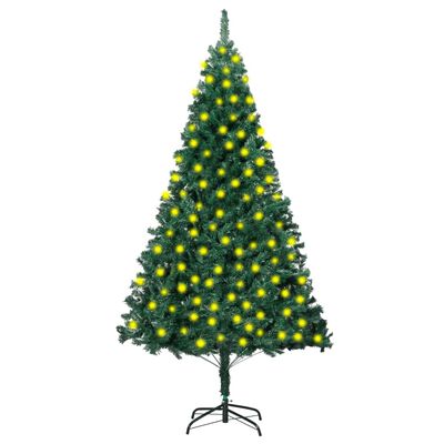 vidaXL kunstigt juletræ med tykke grene og lys 210 cm grøn