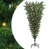 vidaXL Ovendrejst kunstigt forbelyst juletr&aelig; med kugles&aelig;t Gr&oslash;n 120 cm