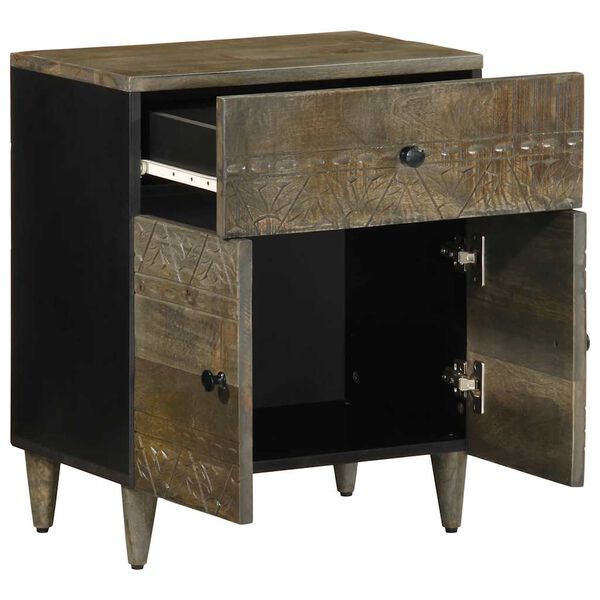 vidaXL sengebord 50x33x60 cm massivt mangotr&aelig; lysegr&aring;