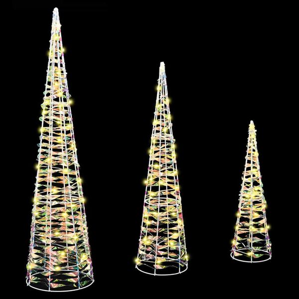 vidaXL Juletræ med 90 LED'er 3 pcs Varm hvid 20 x 20 x 80 cm PET