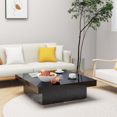 vidaXL sofabord 90x90x28 cm spånplade sort højglans