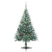 vidaXL juletræ med sne + lys + julekugler og grankogler 150 cm
