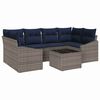 vidaXL Sofa S&aelig;t 7 stk. 6-Antal s&aelig;der Gr&aring; og Marinebl&aring; polyrattan