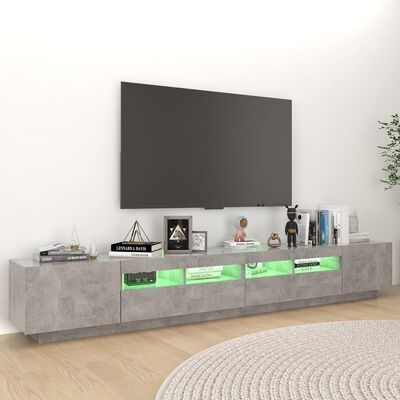 vidaXL tv-skab med LED-lys 260x35x40 cm betongrå